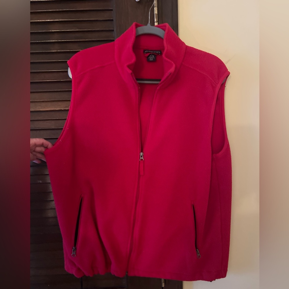 Lands End Red Fleece Vest